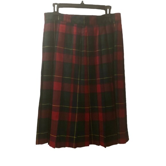 NYGARD COLLECTION Red Wool Tartan Wrap Skirt Plaid Gold Button 12 - Picture 8 of 14